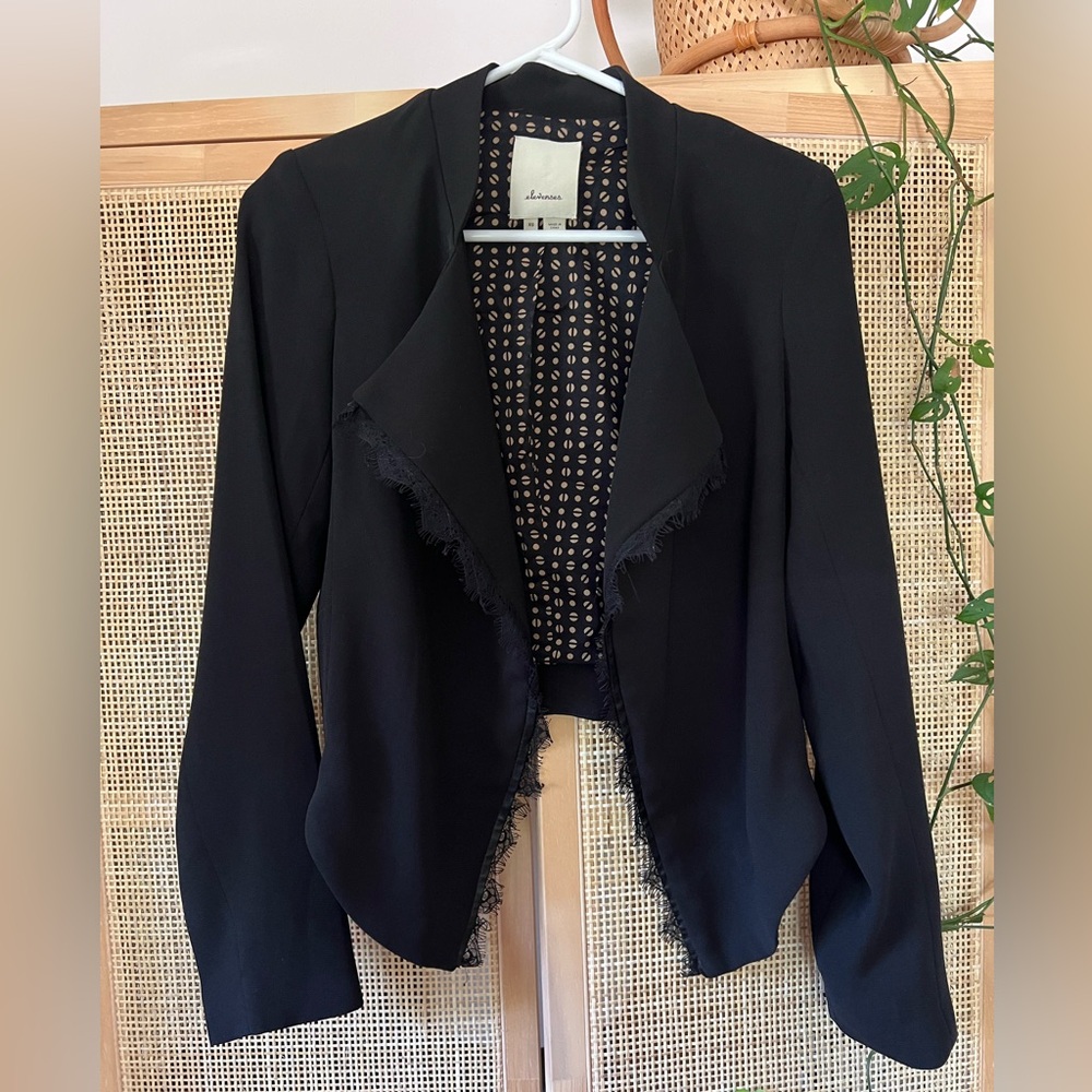Anthropologie Elevenses Jacket with Fringe Detail, XS